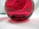 Red Vase, Vintage Glass, Hand-Blown, Clear Rigaree