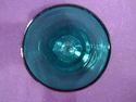 Set of Four Turquoise Cordial Glasses, Clear Stem,