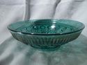 Carnival Glass Bowl, Green Cross Hatch, Button, Da