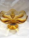 Three Piece Set of Amber Art Glass Centerpieces, V