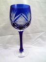 Unusual Set of Three Cobalt Cut to Clear Wine Hock