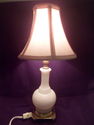 Brass and Alabaster Marble Boudoir Lamp with Shade