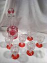 Early American Pattern Glass Ruby Flash Decanter w