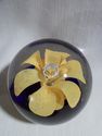 Vintage Yellow Flower Paperweight, Bubbles