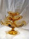 Three Piece Set of Amber Art Glass Centerpieces, V