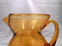 Amber Glass Pitcher, Hand-Made, Flared Rim, Applie