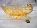 Bowl, Cambridge Amber Caprice Seashell Four-footed