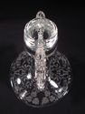 Beautiful Pair of Etched Glass Candle Holders, New