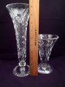 Two Cut Crystal Vases, 10 1/4" & 6" Height, Footed