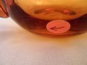 Amber Glass Pitcher, Hand-Made, Flared Rim, Applie