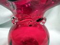 Red Vase, Vintage Glass, Hand-Blown, Clear Rigaree