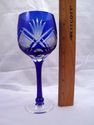 Unusual Set of Three Cobalt Cut to Clear Wine Hock