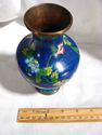 Vintage Chinese Cloisonne Vase, Cobalt Blue, Flora