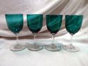 Set of Four Turquoise Cordial Glasses, Clear Stem,