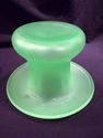 Pair of Vintage Vaseline Green Satin Top Hat Vases