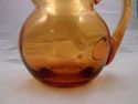 Amber Glass Pitcher, Hand-Made, Flared Rim, Applie