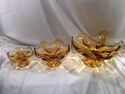 Three Piece Set of Amber Art Glass Centerpieces, V