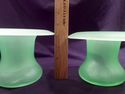 Pair of Vintage Vaseline Green Satin Top Hat Vases