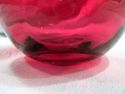 Red Vase, Vintage Glass, Hand-Blown, Clear Rigaree