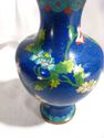 Vintage Chinese Cloisonne Vase, Cobalt Blue, Flora