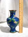 Vintage Chinese Cloisonne Vase, Cobalt Blue, Flora