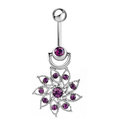 Pugster 316l Amethyst Purple Daisy Flower Dangle B
