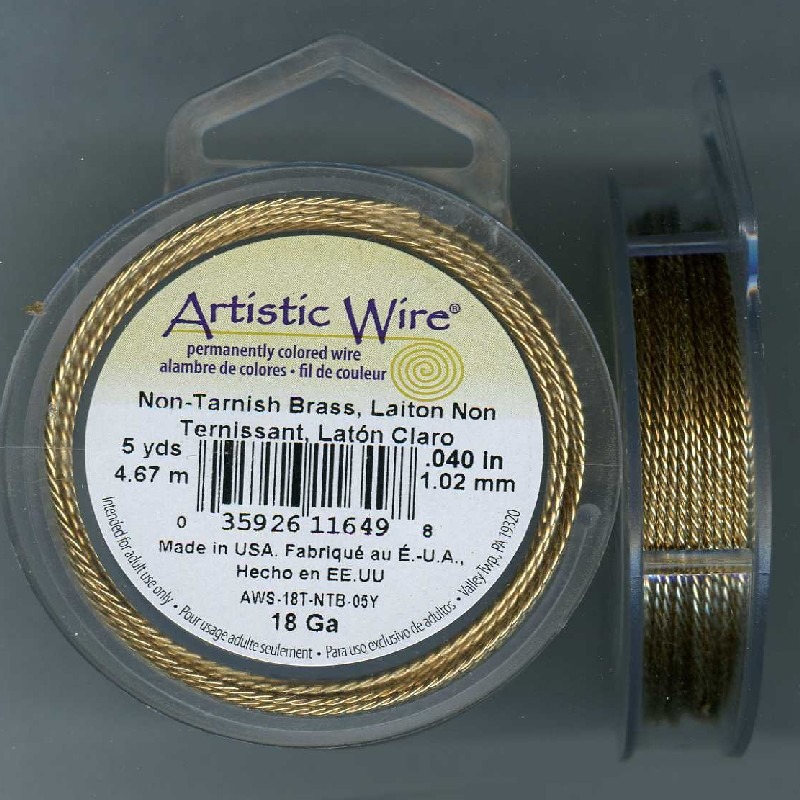 18 gauge Solid Brass Twisted Round 5 yards_Artistic Wire, Raw