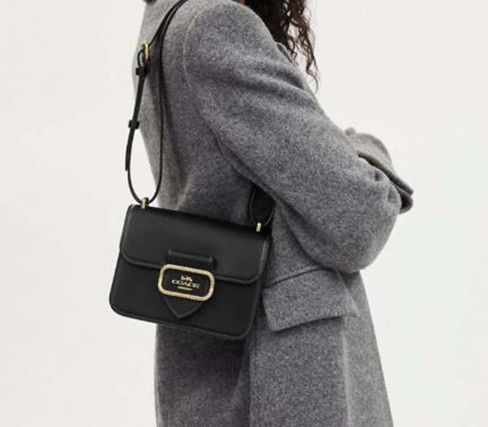 Coach Morgan Black Square Refined Calf Leather Crossbody Bag NWT