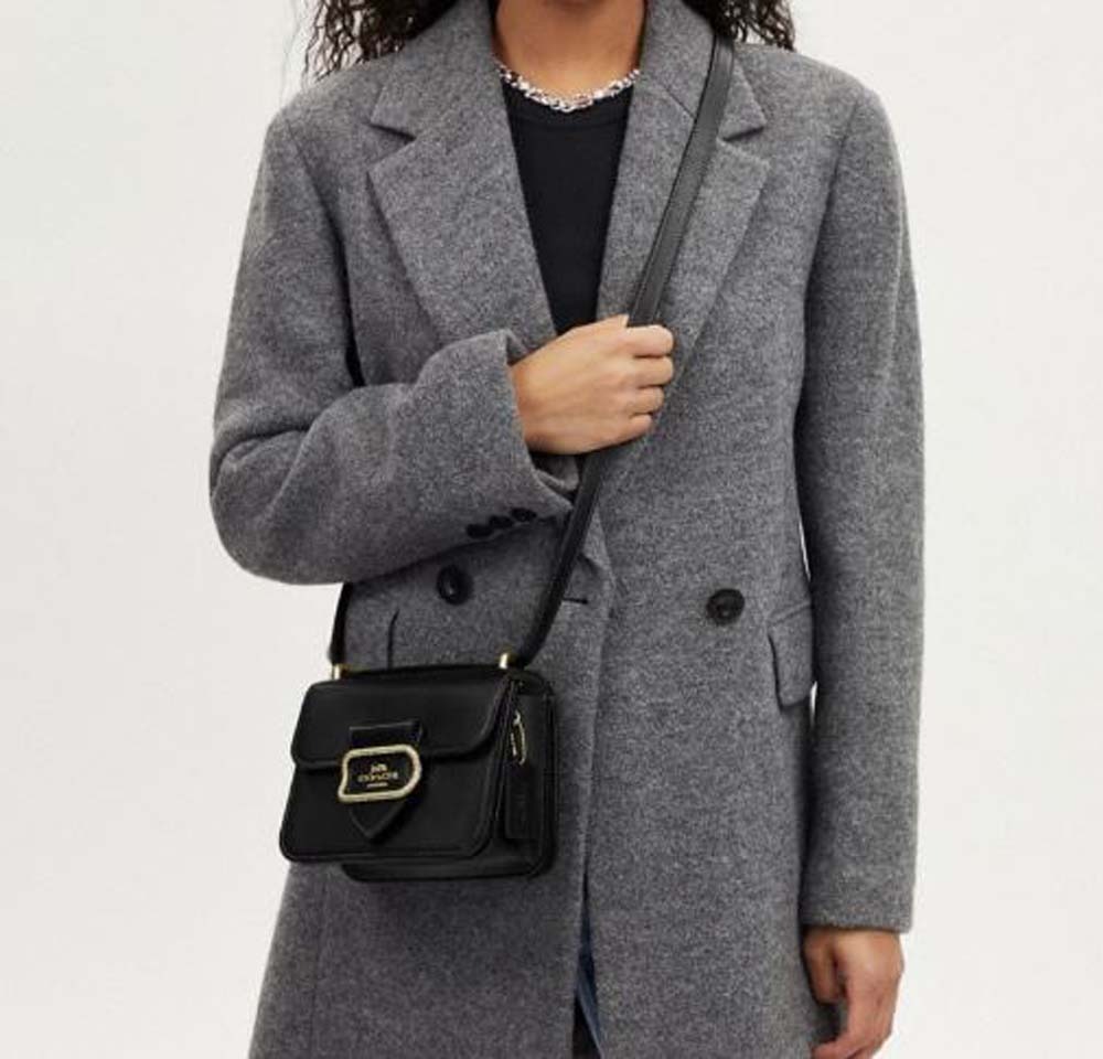Coach Morgan Black Square Refined Calf Leather Crossbody Bag NWT