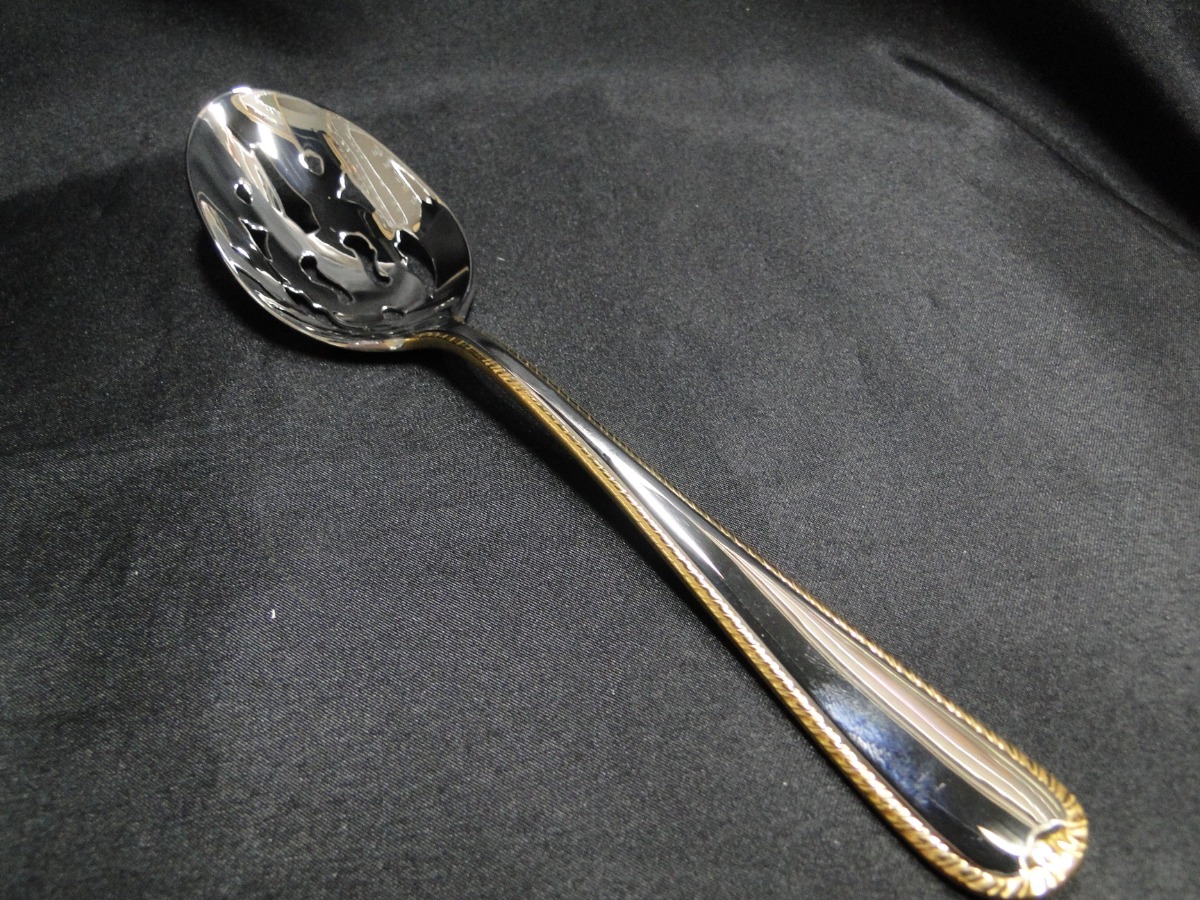 Gorham Golden Ribbon Edge Stainless Flatware 4 Piece Serving Set w/Box