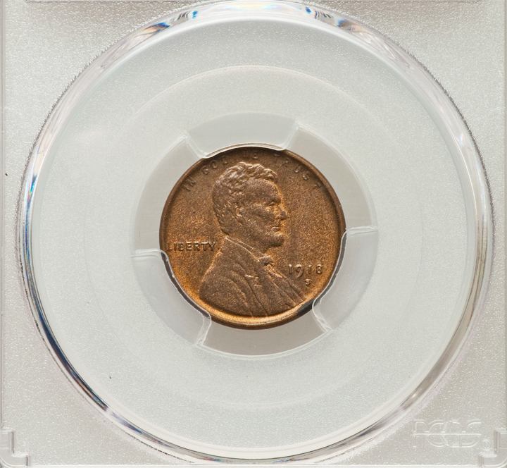 1918 S Lincoln Cent PCGS Graded MS64RB 