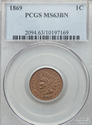1869 PCGS MS63BN Indian Head Cent - Excellent Coin