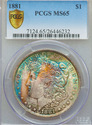 1881 PCGS MS65 Graded Morgan Silver Dollar Beautif