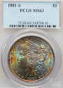 1881 S PCGS MS63 Morgan Silver Dollar - Beautiful 