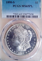 1890 S Morgan Dollar $1 PCGS MS65PL Prooflike Stun