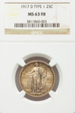 1917 D Standing Liberty Quarter NGC Graded MS63FH 