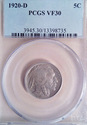 1920 D Buffalo Nickel PCGS VF30 Nice coin!!