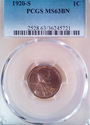 1920 S PCGS MS63BN Lincoln Wheat Cent 5721