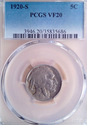 1920 S Buffalo Nickel PCGS VF20