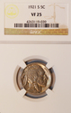 1921 S Buffalo Nickel NGC VF25 problem free coin