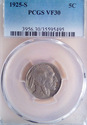 1925 S Buffalo Nickel PCGS VF30