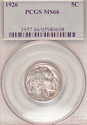 1926 Buffalo Nickel PCGSMS66 