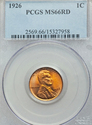 1926 PCGS Graded MS66 Red Lincoln Wheat Cent 