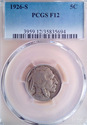 1926 S Buffalo Nickel PCGS F12