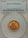 1929 PCGS MS66RD Lincoln Wheat Cent - Astonishing 