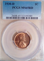 1930 D PCGS Graded MS65RD Red Lincoln Wheat Cent 9