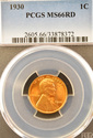 1930 PCGS Graded MS66RD Red Lincoln Wheat Cent #37