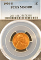 1930 S PCGS Graded MS65RD Red Lincoln Wheat Cent #