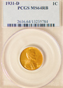 1931 D PCGS MS64RB Red Lincoln Wheat Cent 5784