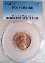 1931 D PCGS MS64RD Red Lincoln Wheat Cent 3673 - E